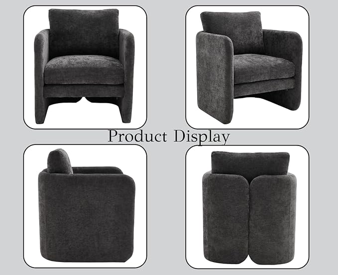 EALSON Upholstered Modern Accent Chair Mid-Century Barrel Armchair with Padded Cushion Comfy Reading Chair for Living Room/Bedroom Grey