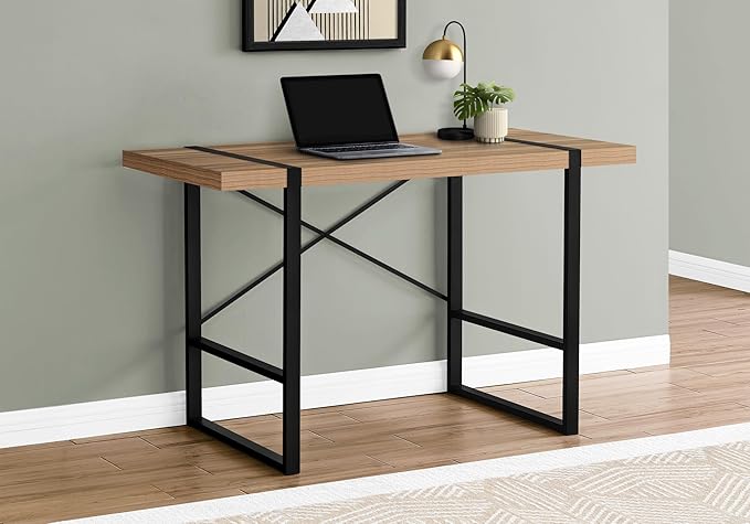 Computer Desk Home Office Laptop 48 l Work Brown Laminate Black Metal Contemporary Modern