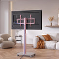 Pink Rolling TV Stand for 32 to 55 65 75 85 Inch TVs Corner TV Floor Stand with Mount Universal Portable Mobile TV Cart on Wheels Small TV Stand for Bedroom Living Room Conference Room