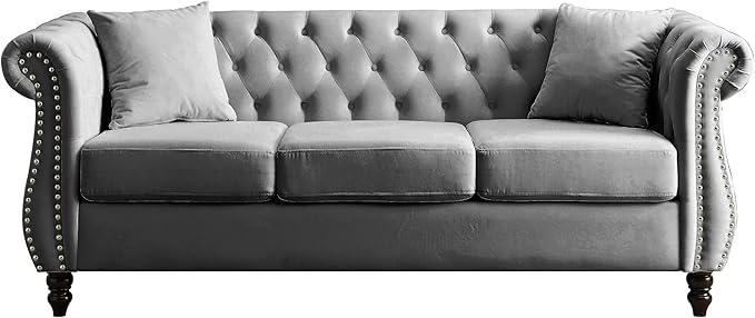 Oversized Velvet Loveseat 80 Inch Sectional CouchLuxury 3 Seater Deep Couch with NailheadUpholstered Sofa for Living Room Bedroom Apartment