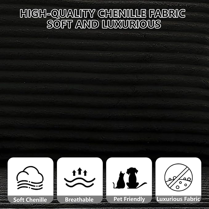 Aoowow 103.2 L-Shaped Cloud Sectional Sofa with Deep Seat Corduroy Modular 4 Seat Couches Sleeper Sofa for Living Room Bedroom Apartment No Assembly Required Dark Grey