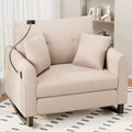 HOMREST Modern Accent Rocking Chair with Phone Holder Oversized Lounge Chair with High Back Side Pockets &amp USB Port Plush Wide Recliner for Living Room Bedroom Home Office Beige