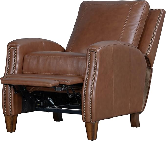 Parker Living Hunter - Chestnut Charm Manual Pushback Recliner Chair Top Grain Leather with Match Genuine Leather Recliner Comfortable