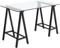 OSP Home Furnishings Middleton 47 Inch Desk with Clear Beveled Glass Top Black Base