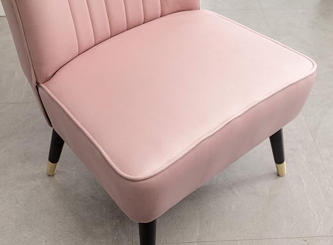 Elon Contemporary Velvet Upholstered Accent Chair Pink