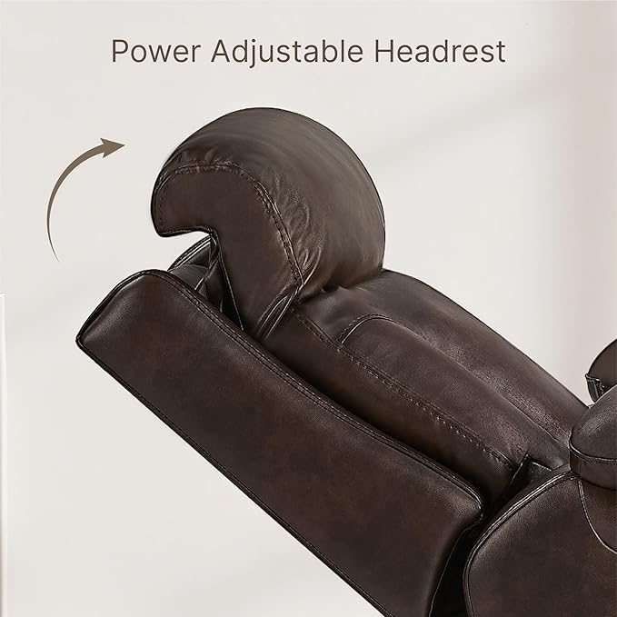 Power Recliner Chair Wall Hugger Recliner with Adjustable Headrest and Footrest Dual Motor Electric Faux Leather Reclining Sofa with USB/Type-C Charging for RV Living Room Bedroom