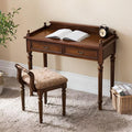 RUNNUP Mid-Century Desk with 2 Drawers 31.5 Wide Home Office Desk Workstation Solid Wood Computer Writing Study Desk for Small Space Bedroom Living Room Makeup Vanity Console Table