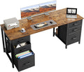 ODK 63 inch Computer Desk with File Drawers Cabinet Modern Office Desk with Large Storage for Home Office Study Gaming Vintage