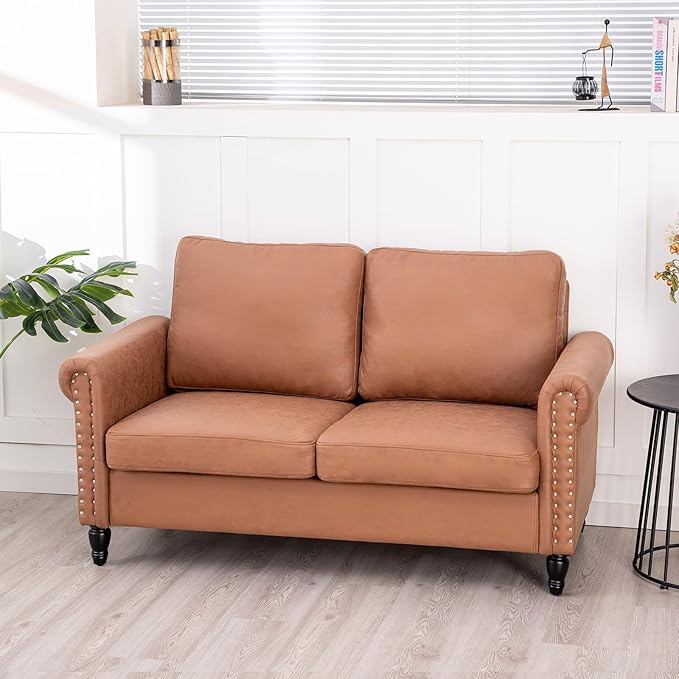 J.C.UP 57’’ Loveseat Sofa CouchLove Seat for Small Spaces Upholstered 2 Seat Sofa Couches Small Sofas with Solid Wood Legs Suitable for Living Room Bedroom Apartment