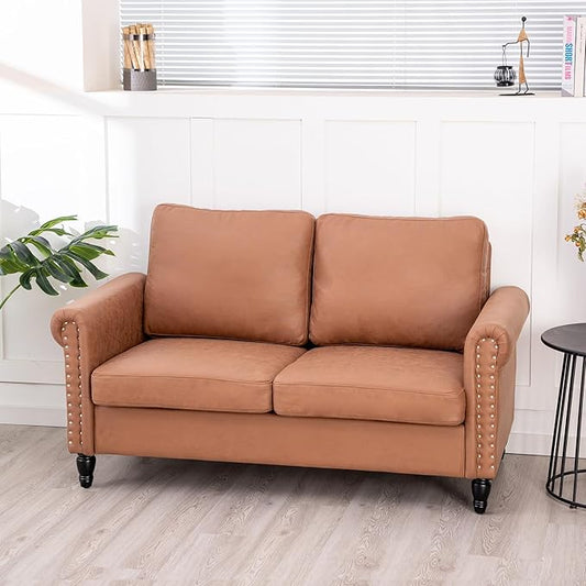 J.C.UP 57’’ Loveseat Sofa CouchLove Seat for Small Spaces Upholstered 2 Seat Sofa Couches Small Sofas with Solid Wood Legs Suitable for Living Room Bedroom Apartment