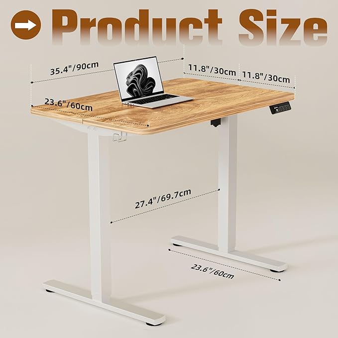 ERGOMAKER 35 Electric Standing Desk Adjustable Height Sit Stand Up Desk for Home Office &amp Computer Workstations Memory Controller Light Rustic Brown