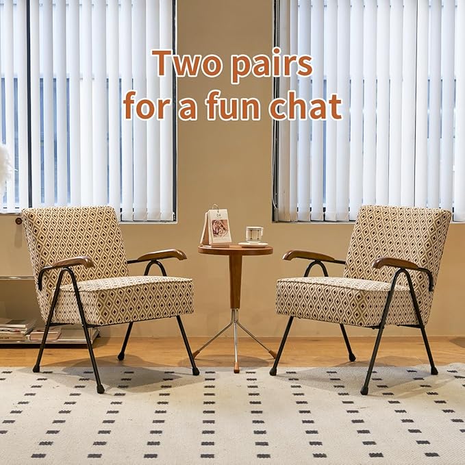 MFFM Fabric Armchair Modern Accent Chair High Back Living Room Chairs with Metal Legs and Soft Padded Sofa Chairs for Home OfficeBedroomDining Room (Pattern)