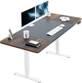 VIVO Electric 71 x 30 in Dual Motor Rustic Sit Stand Desk Memory Height Adjustment 2B Series Black and Vintage Brown Top White Frame DESK-KIT-2W7BN
