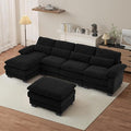 OUYESSIR 114 U Shape Sectional Cloud Couch with OttomanFluffy Sectional Couches for Living Room4 Seater Modular Sectionals SofaComfy Cloud Sofas &amp Couches with 4 PillowsBlack