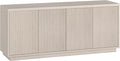 Henn&ampHart Fluted TV Stand for TVs up to 65 with 2 Concealed Ribbed Storage Cabinets and Adjustable Shelves for Living Room Family Room or Office Beech White