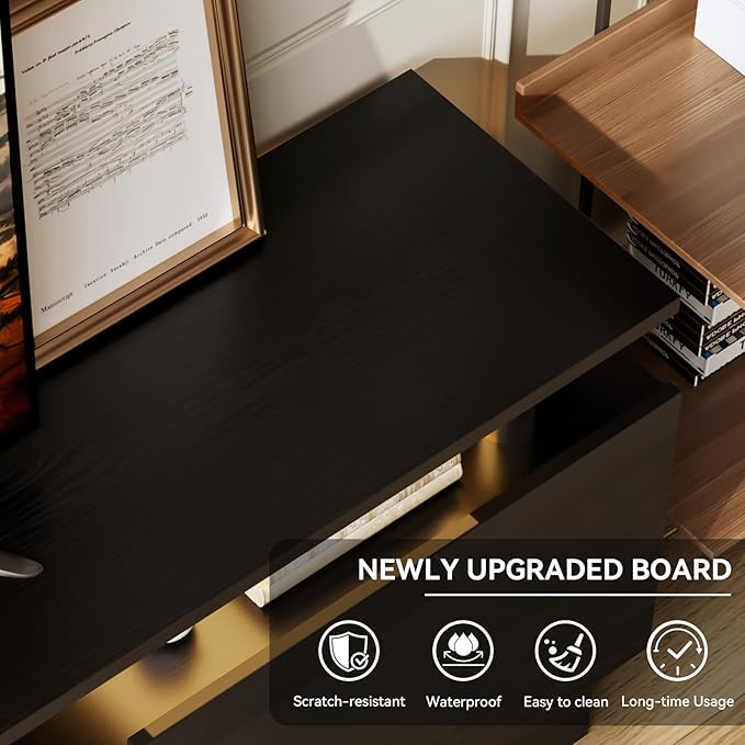 90 TV Stand for Living Room Large Entertainment Center &amp Media Console Fits TVs up to 100 Storage Cabinet with Shelves 50 Electric Fireplace