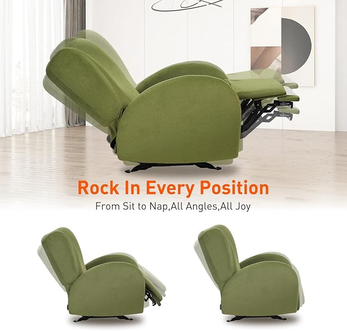 EONIX Stylish Power Glider Rocker Recliner Chair Dual Motor Independently Controlled Footrest and Backrest Detachable Headrest Lazy Boy Recliner Chair for Living Room SXXY010041 Olive Green