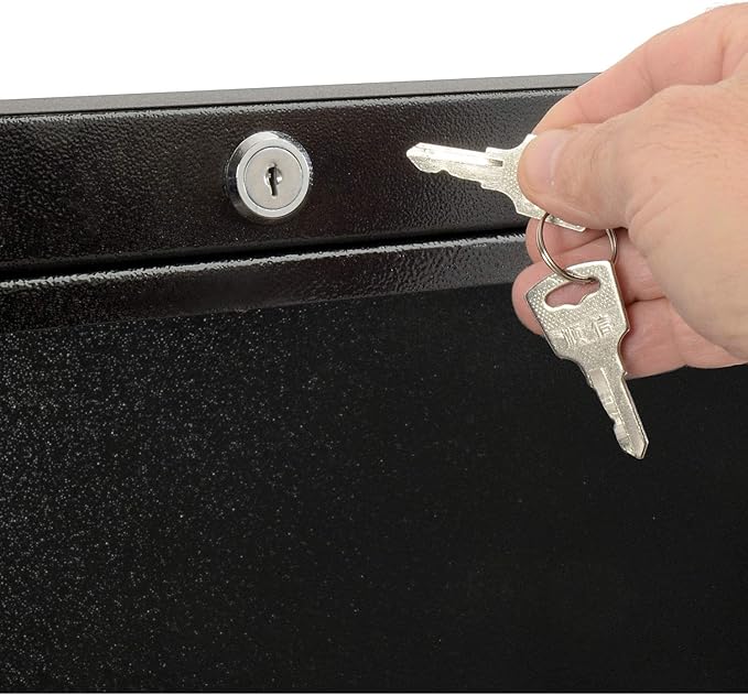 Global Industrial Folding Wall Mounted Shop Desk Locking 20 W x 3-3/8D x 16-3/8H Black