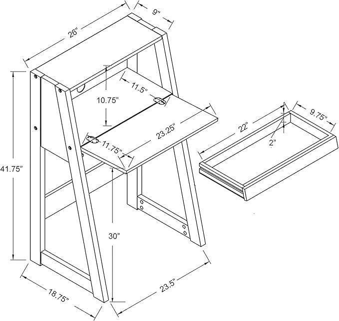 Furniture of America Thelos Drop-Down Surface Cabinet Storage Computer Desk Modern Simple Style Desk for Home Office Study Student Writing Desk