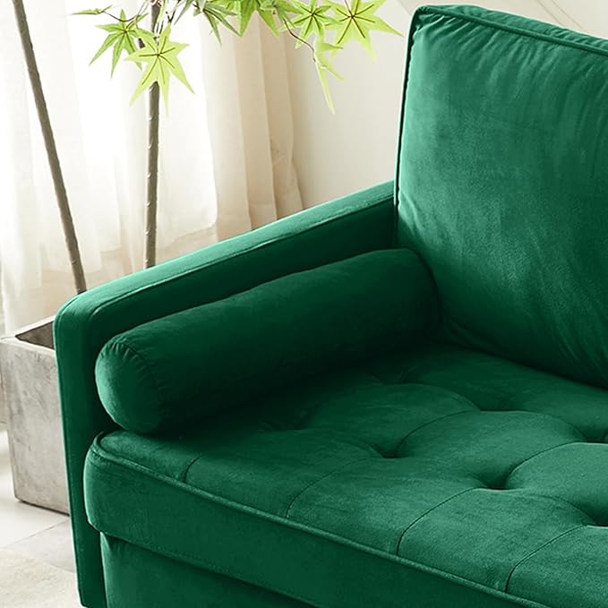 66.9“ Loveseat SofaModern Velvet Small CouchButton Tufted Upholstered Furnituremini CouchSmall loveseat with 2 PillowsSuitable for Living Room Bedroom Apartment. (Green)