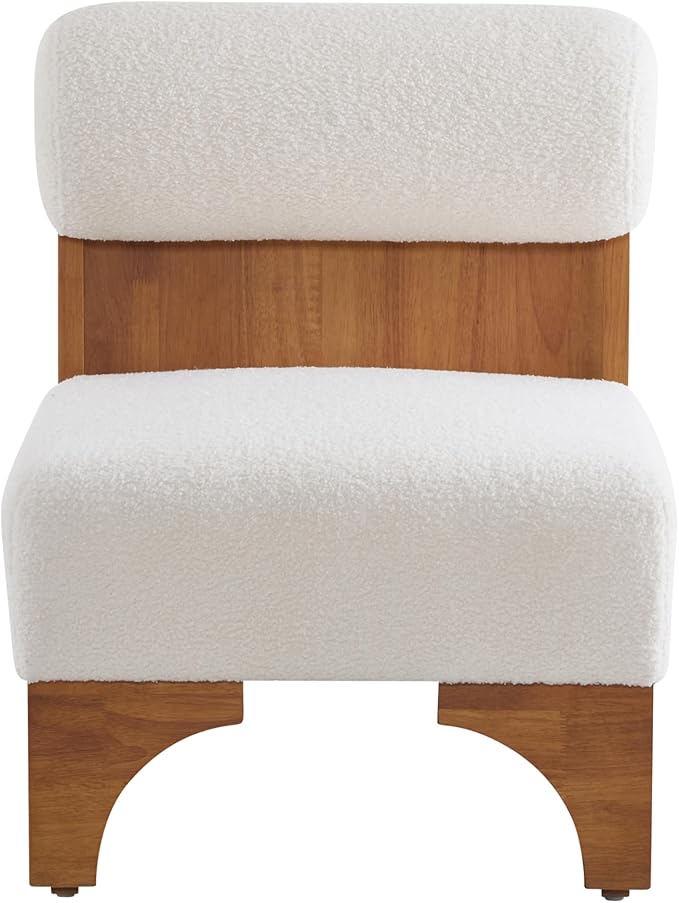 Christopher Knight Home Nadine Accent Chairs Set of 2 Boucle Club Chair Upholstered Lounge Chair Rolled Backrest Accent Chairs Solid Wood Legs Frame Single Sofa for Living Reading Room Beige