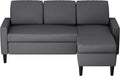 Shintenchi Small Convertible Sectional Sofa Couch with Ottoman 3 Seat L Shaped Sofa with Fabric Upholstered Sectional Sofas Small Couch for Apartments Living Room and Office (Carbon Black)