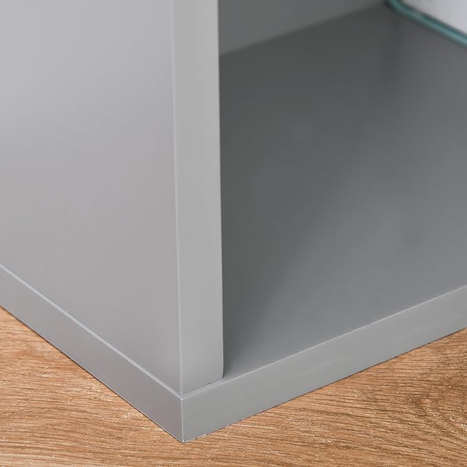 Foldable Wall Mount Desk Cabinet with Writing Blackboard and Storage Shelf - Grey - Compact Home Office Workstation