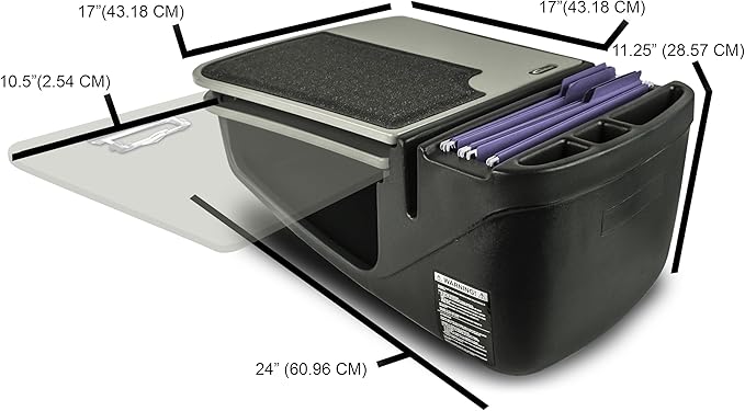 AutoExec AE-GMCD-PS-TAB-GT GripMaster Car Desk for Your Vehicle Workstation and Mobile Office Grey with Printer Stand and Tablet Mount