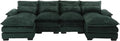 QQU 110.63 W U-Shape Modern Sectional Sofa Couch with Plastic Leg Upholstery Chenille Modular Sectional Sofa Bed with Memory Foam Large Sleeper Couch Chaise Lounges for Living Room(Emerald)