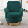 Velvet Swivel Accent Chairs for Living RoomComfy Swivel Barrel Chair with Foam Cushion Round Swivel Chair &amp Boucle Swivel Chair with High Back Round Armrest Gold Base (Green)