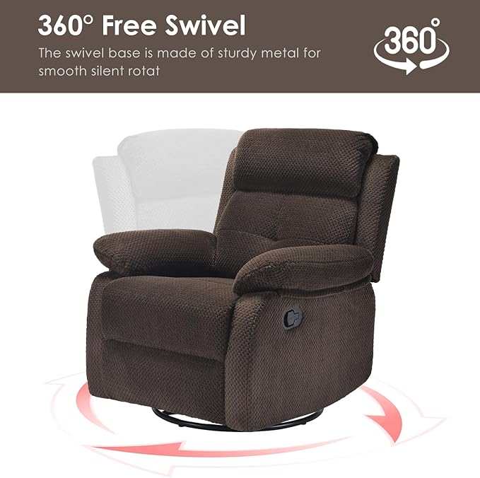 Small Rocker Swivel Recliner Chair for Adults Women for Small Spaces Bedroom Living Room