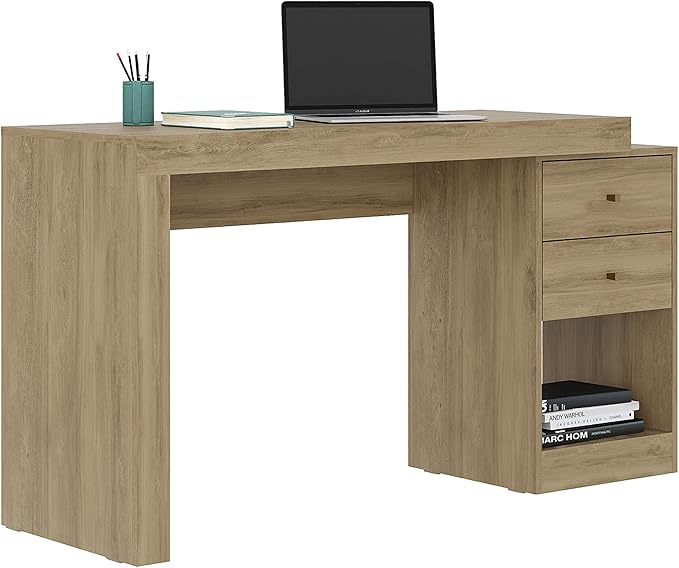 Expandable Computer Gaming Desk &amp Home Office Corner Desk - Heavy Duty Wood Craft Study Table with Storage Adjustable Work Standing Desks for BedroomLightbrown