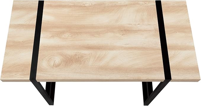 Computer Desk Home Office Laptop 48 l Work Natural Laminate Black Metal Contemporary Modern