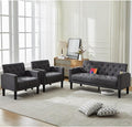 TYBOATLE Mid-Century Modern Tufted Loveseat Sofa Set w/ 2 USB &amp 2 Cupholders 3 Piece Living Room Furniture Sets Small Love Seat Couches for Small Space Apartment Bedroom Office(Dark Grey)