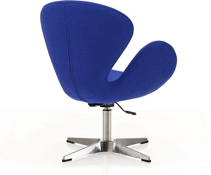 Manhattan Comfort Raspberry Adjustable Swivel Accent Chair Set of 2 with 360° Turn Polished Chrome Base Modern Retro Design Ideal for Living Room and Home Office Set of 2 Blue