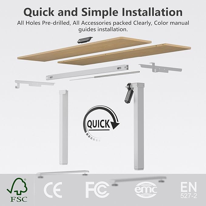 48 x 24 Inch Electric Standing Desk with 4 Wheels Height Adjustable Desk for Home Office Sit Stand Desk with 4 Memory Presets Headphone Hooks and Cable Clips Splice Board Oak