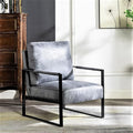 Container Furniture Classic Mid Century Modern Accent Chair with Durable Square Metal Frame Armchair for Living Room Bedroom Home Office in Spotted Microfiber Upholstery Grey