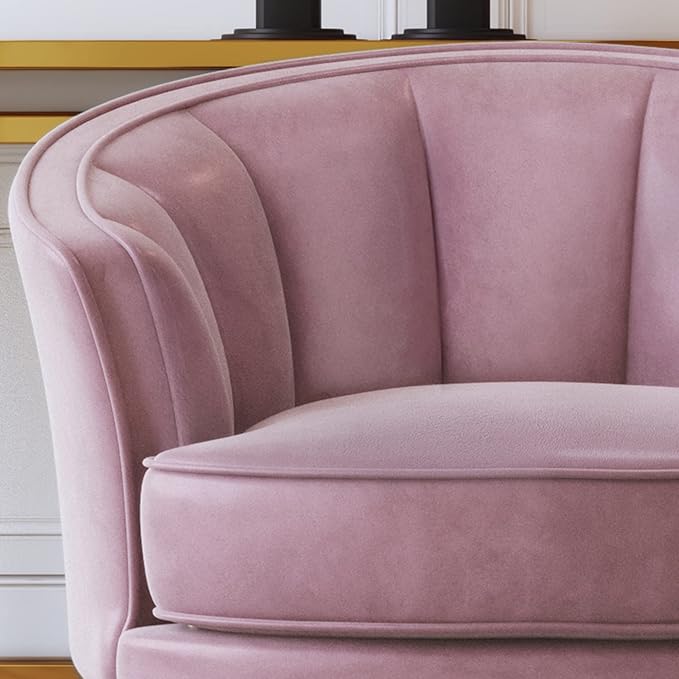 Generic Modern Velvet Accent Barrel Chair Leisure Accent Chair Living Room Upholstered Armchair Vanity Chair for Bedroom Meeting Room Pink