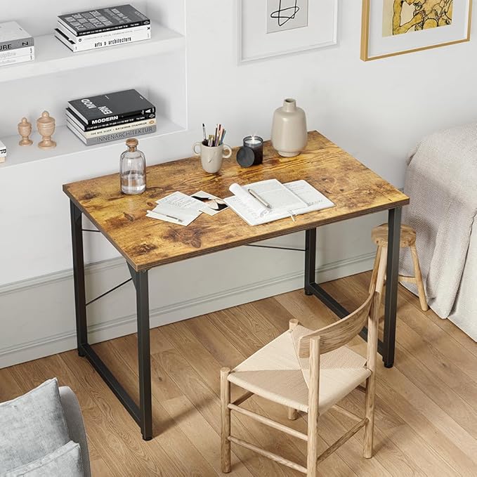 CubiCubi Computer Desk 32 inch Small Home Office Desk for Small Spaces Modern Simple Style for Home Office Study Writing Deep Brown