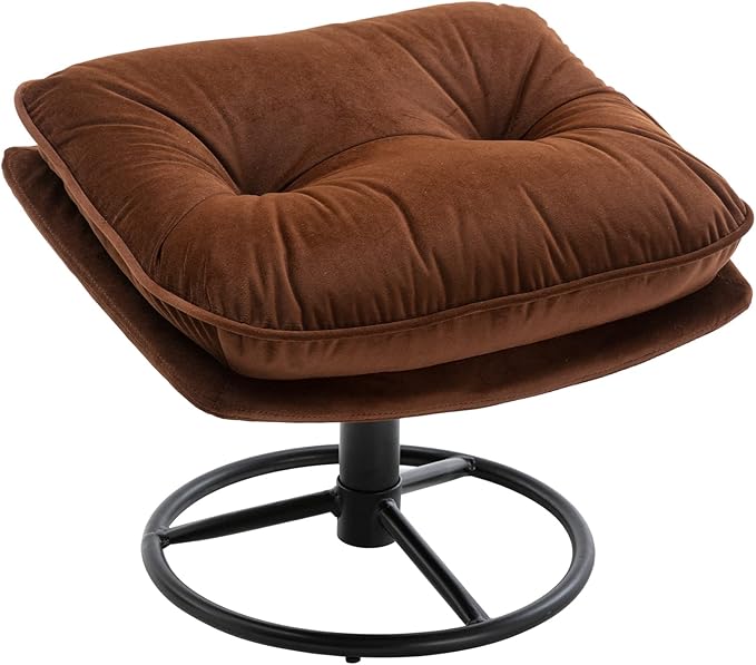 Accent Chair TV Chair Living Room Chair with Ottoman Modern Velvet Lounge Chair with Comfy Armchair with Metal Legs Swivel Leisure Chair for ClubHome OfficeMetal Base Frame (Brown)