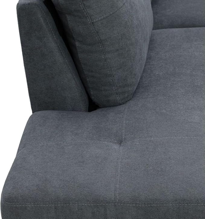Dark Grey 3 Piece Sectional Sofa Set L Shaped Flannel Couch with Storage Ottoman Modern Upholstered Sofa for Living Room Office