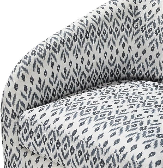 Pemberly Row Contemporary Textured Swivel Chair Multi-Color Tribal Pattern Fabric Upholstery Foam Padding Solid Wood Frame Metal Swivel Base 360-Degree Rotation Living Room Reading Nook Home