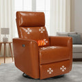 Himimi Power Recliner Chair Swivel Recliner Chair for Adults Faux Leather Single Sofa with Massage and Heat Small Space Side Pocket USB Charging Living Room Orange-Brown