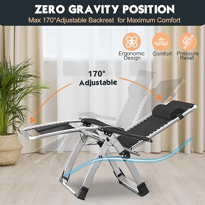 MOPHOTO Comfy Folding Chair for Living Room Foldable Recliner Chair Lounge Chairs with Mattress for Indoor Outdoor Leisure Chair Adjustable Reclining Chairs for Adults