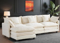111.4 Modular Sectional Sofa｜Comfy Cloud Couch with Movable Ottoman Deep Seat｜Chenille L Shaped Modular Sofa Sectional Couches for Living Room Bedroom and Apartment｜Beige