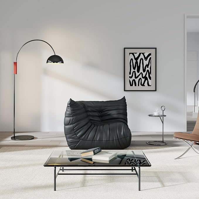 Comfy Lazy Floor Sofa CouchSoft Armless ChairFaux Leather Lounge ChairCorner Relax Sofa Couch for Living Room BedroomSalon OfficeAdults（Black+ Corner