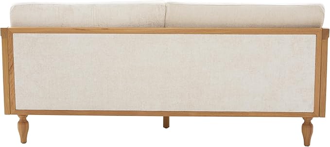 Christopher Knight Home Harper Mid-Century Loveseat Sofa Couch 2-Seater Lounge Sofa with Rattan Armrests and Wooden Legs Chenille Upholstered Couches for Living Room and Small Space Natural