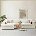 108 Boneless Cloud Couch Sectional No Assembly Required Modular Sofa with Deep Seat for Living Room L Shaped Couch with Ottoman Snowflake Fabric and Memory Sponge White