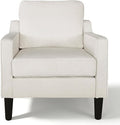 Comfy Accent Chair with 115° Ergonomic Back Support 5.5 Thick Spring Cushion Armchair for Living Room Mid Century Modern Chenille Reading Chair 380lbs Capacity (White)