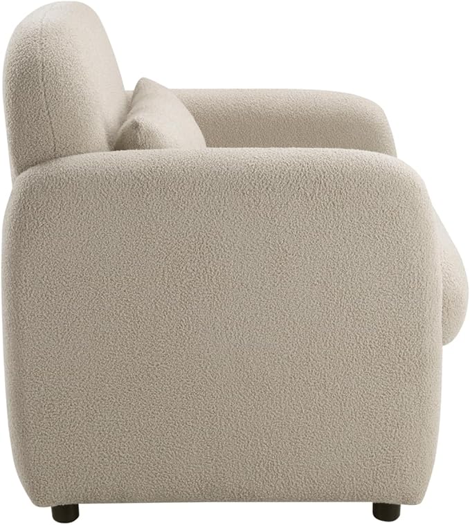 Contemporary Accent Chair Taupe Boucle Fabric Upholstery Plywood Frame Pillow Cozy Living Room Furniture 1pc Comfort Chair